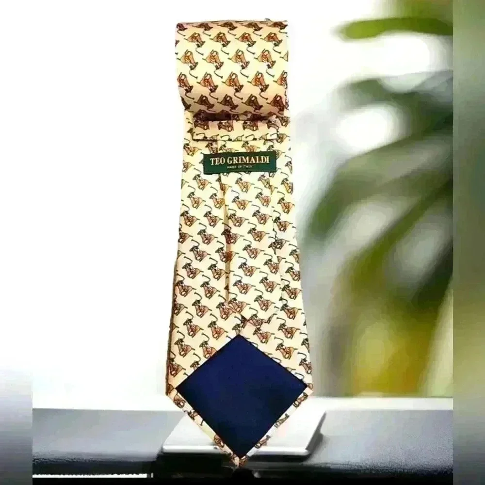 Teo Grimaldi Silk Polo horse Tie Made in Italy 4T1018